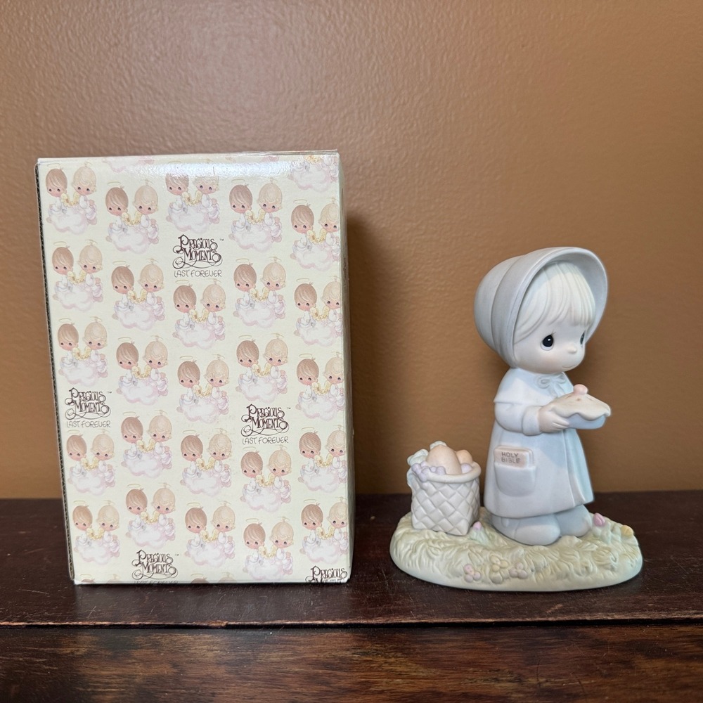 Precious Moments November Birthday Girl Pilgrim Figurine‎ 110108 1988 Enesco Box
